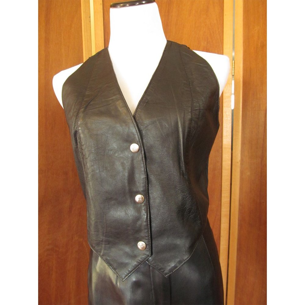 Vintage Wilsons Black Leather Biker Girl Hippie Punk Sexy Goth Casual/Dress Vest